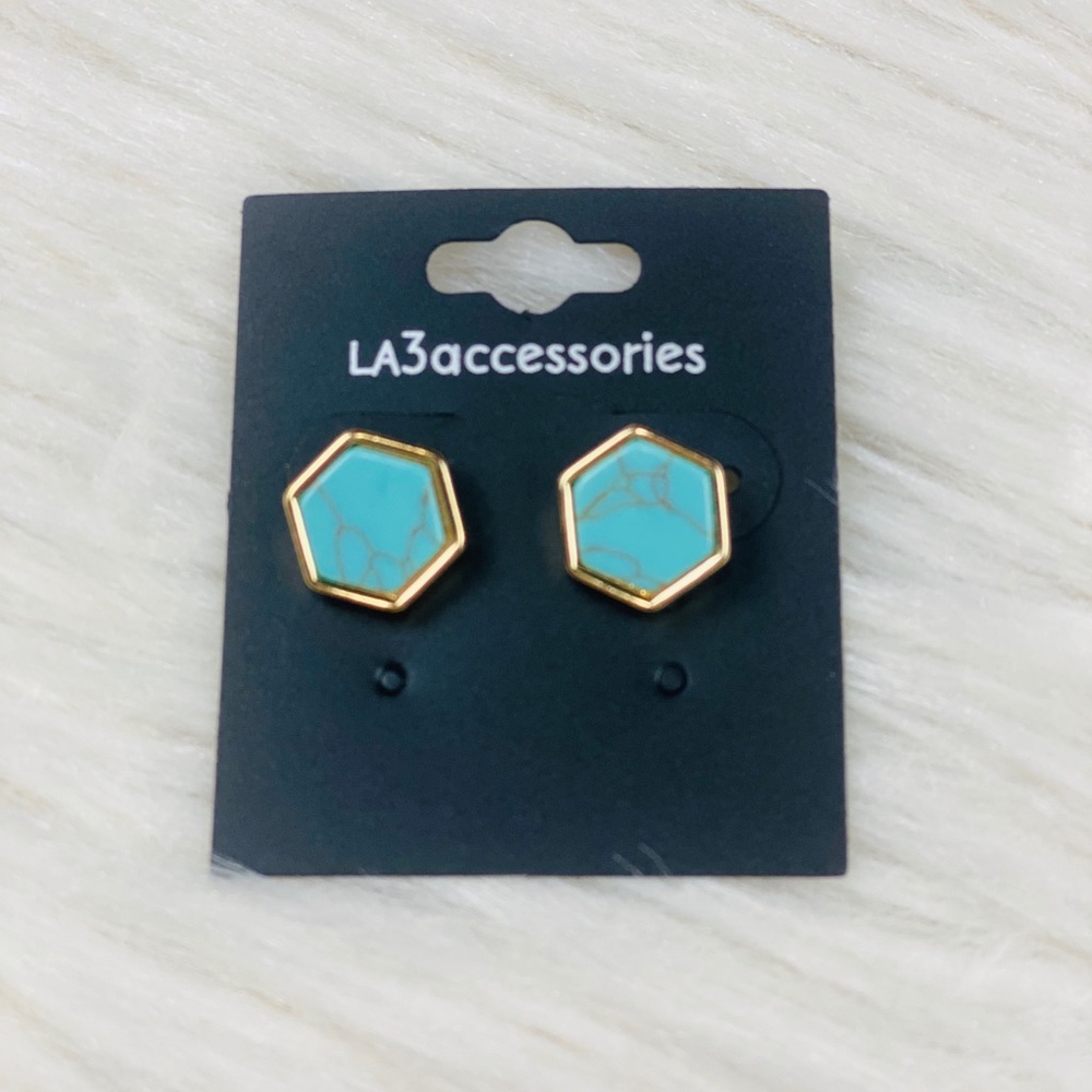 Turquoise Hexagon Stud Earrings